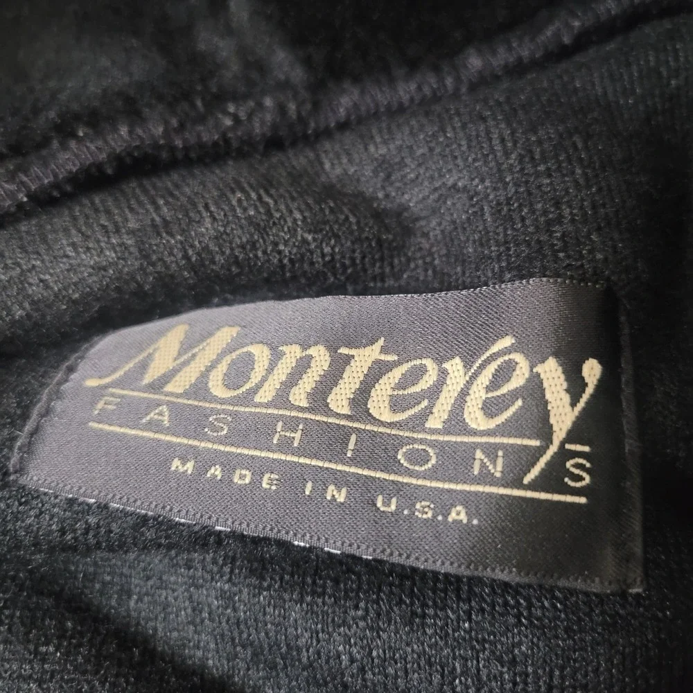 Monterey Fashions L Faux Fur Cardigan Vintage Black Open Front Shawl Coat USA